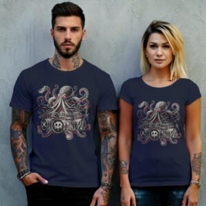 haunting sea octopus band concert gothic animal t-shirt design, variation 8