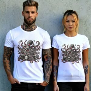 haunting sea octopus band concert gothic animal t-shirt design, variation 9