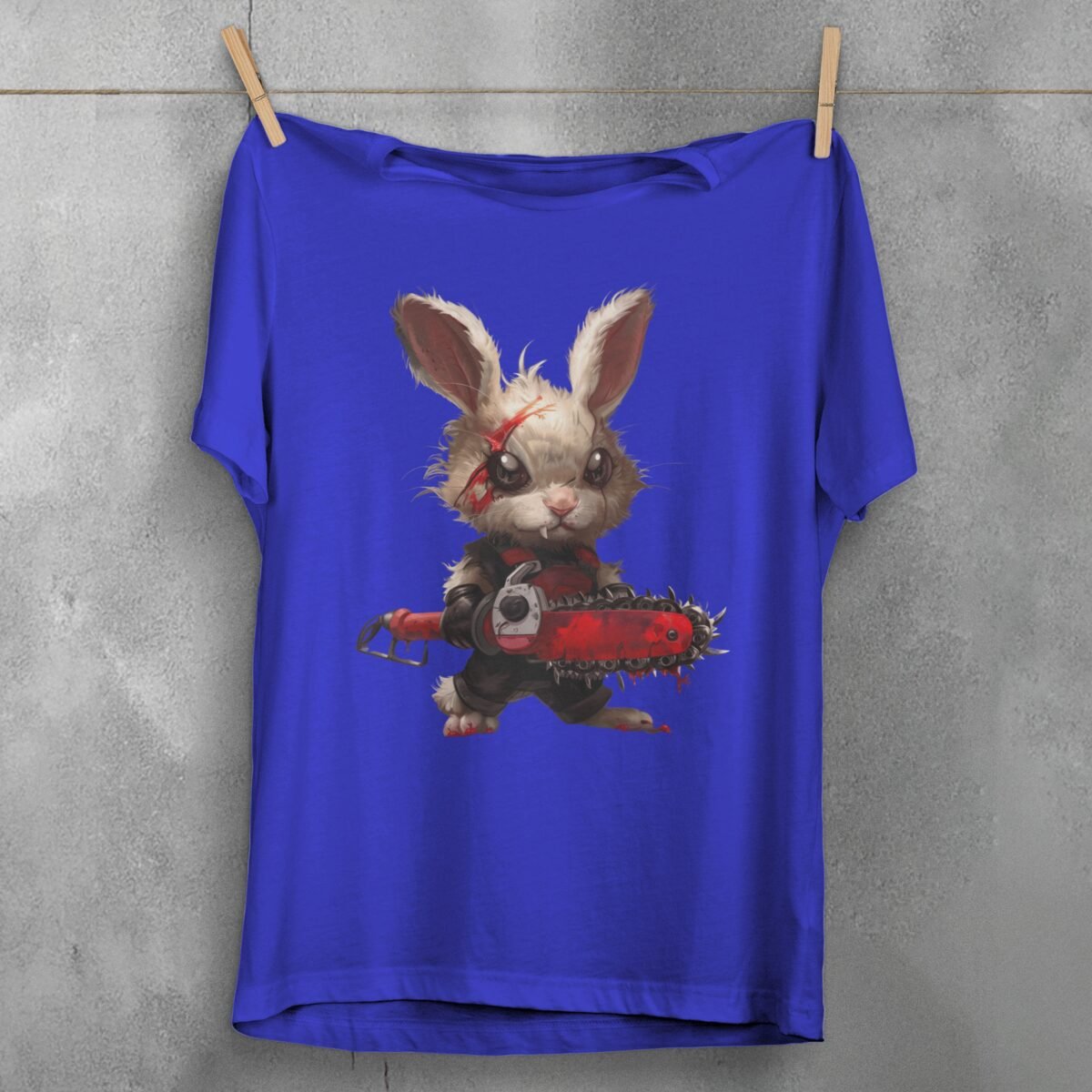 horror gothic rabbit chainsaw animal t-shirt design, variation 3
