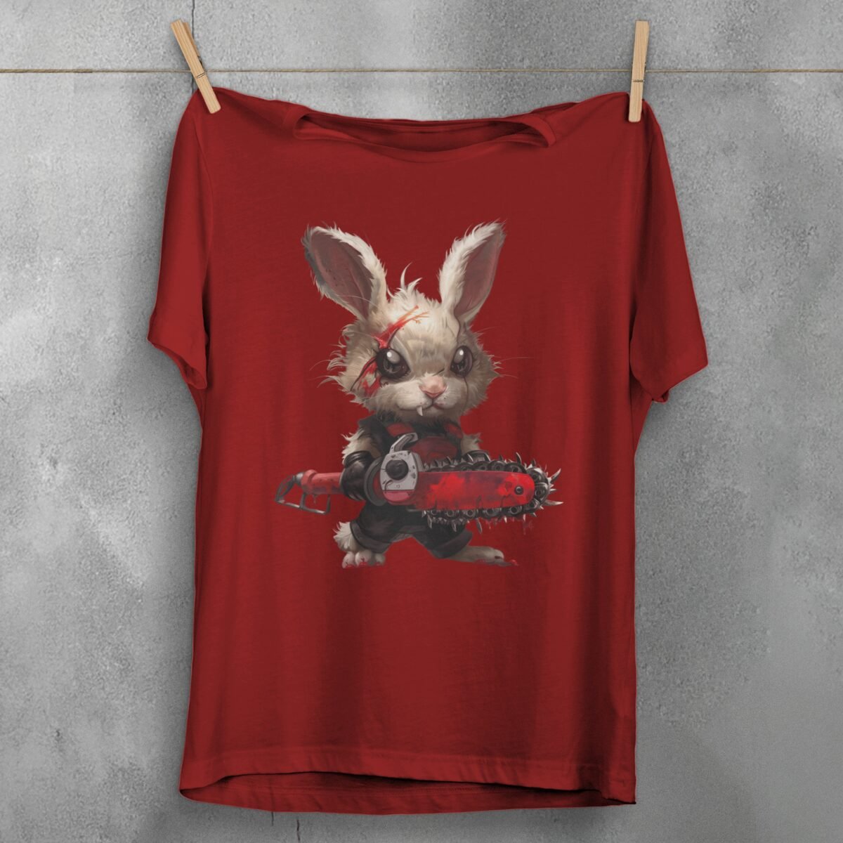 horror gothic rabbit chainsaw animal t-shirt design, variation 4