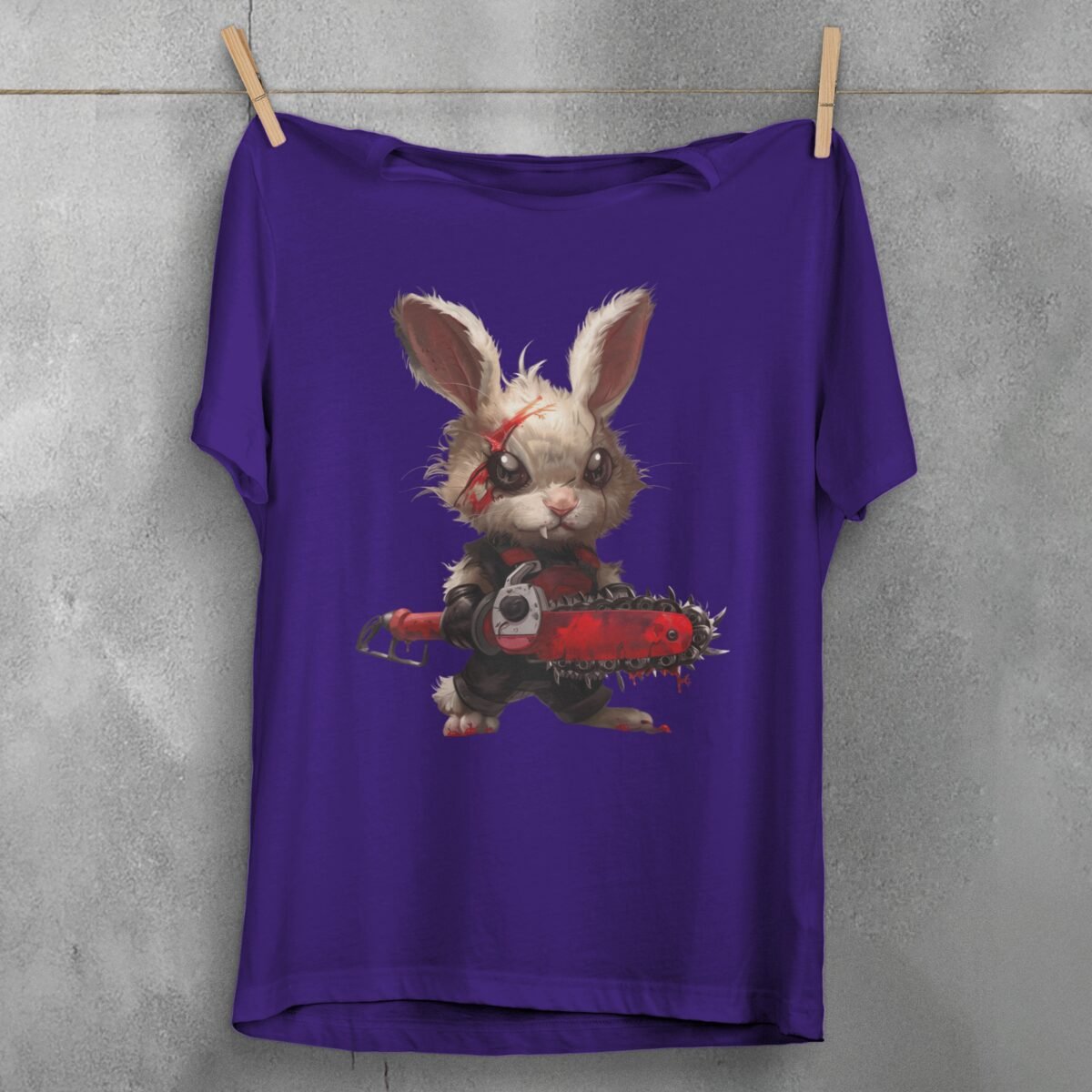 horror gothic rabbit chainsaw animal t-shirt design, variation 5