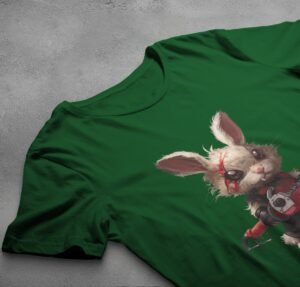 horror gothic rabbit chainsaw animal t-shirt design, variation 6