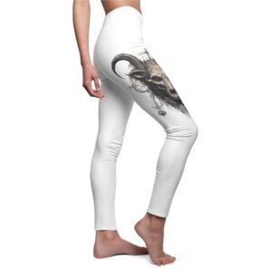 Infernal Majesty Ram Skull Symbolism Gothic Ritual Design Stylish Leggings - 5