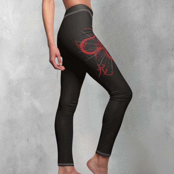 Japan Dragon spirit power red oriental mystical vibe cute leggings - 1