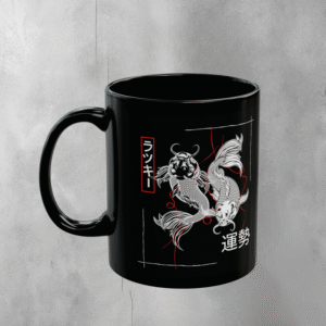 Japan Twin Koi Wishes Fortunate Fantasy Gothic Pagan Mug - 1