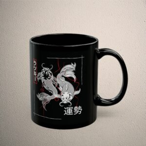 Japan Twin Koi Wishes Fortunate Fantasy Gothic Pagan Mug - 3