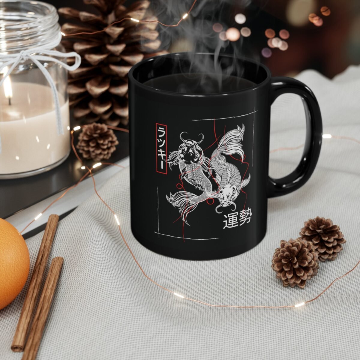 Japan Twin Koi Wishes Fortunate Fantasy Gothic Pagan Mug - 6