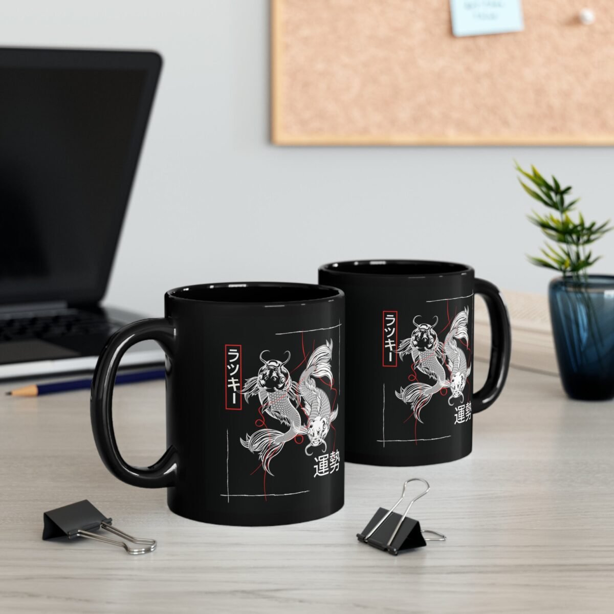 Japan Twin Koi Wishes Fortunate Fantasy Gothic Pagan Mug - 7
