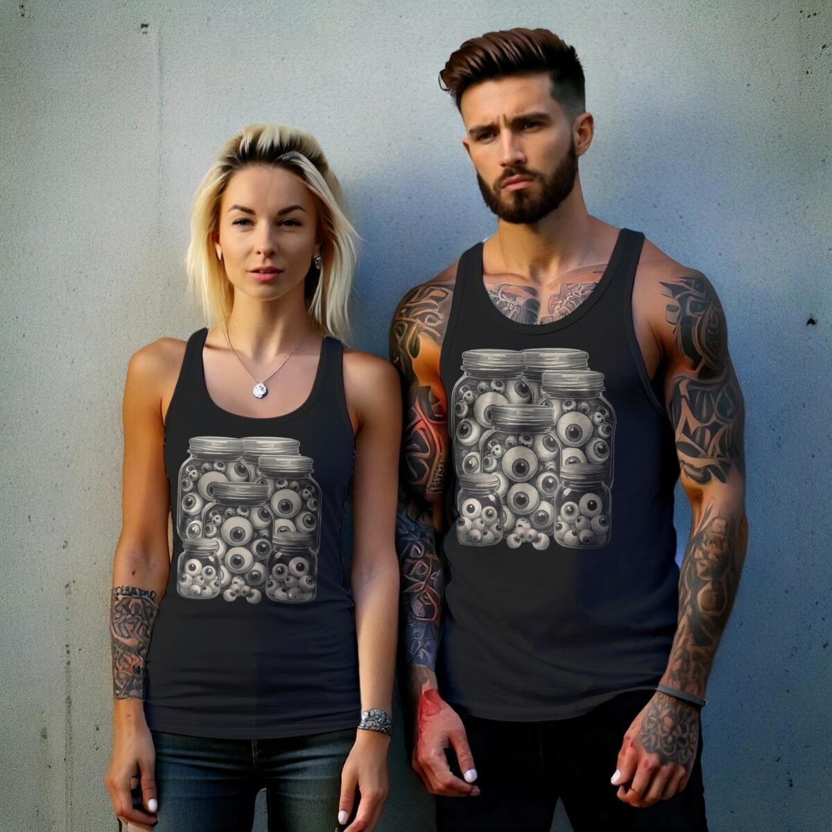 jar full eyes witch strange peculiar goth t-shirt design, variation 9