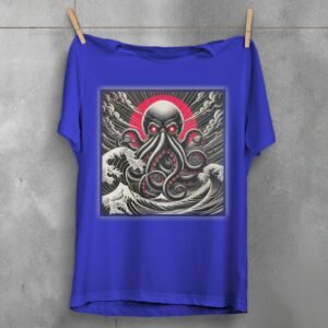 kraken rise great wave gothic occult japan animal t-shirt design, variation 3