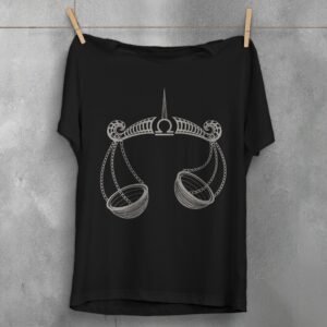 libra zodiac symbol delicate balance celestial dreamy scales t-shirt design, variation 1