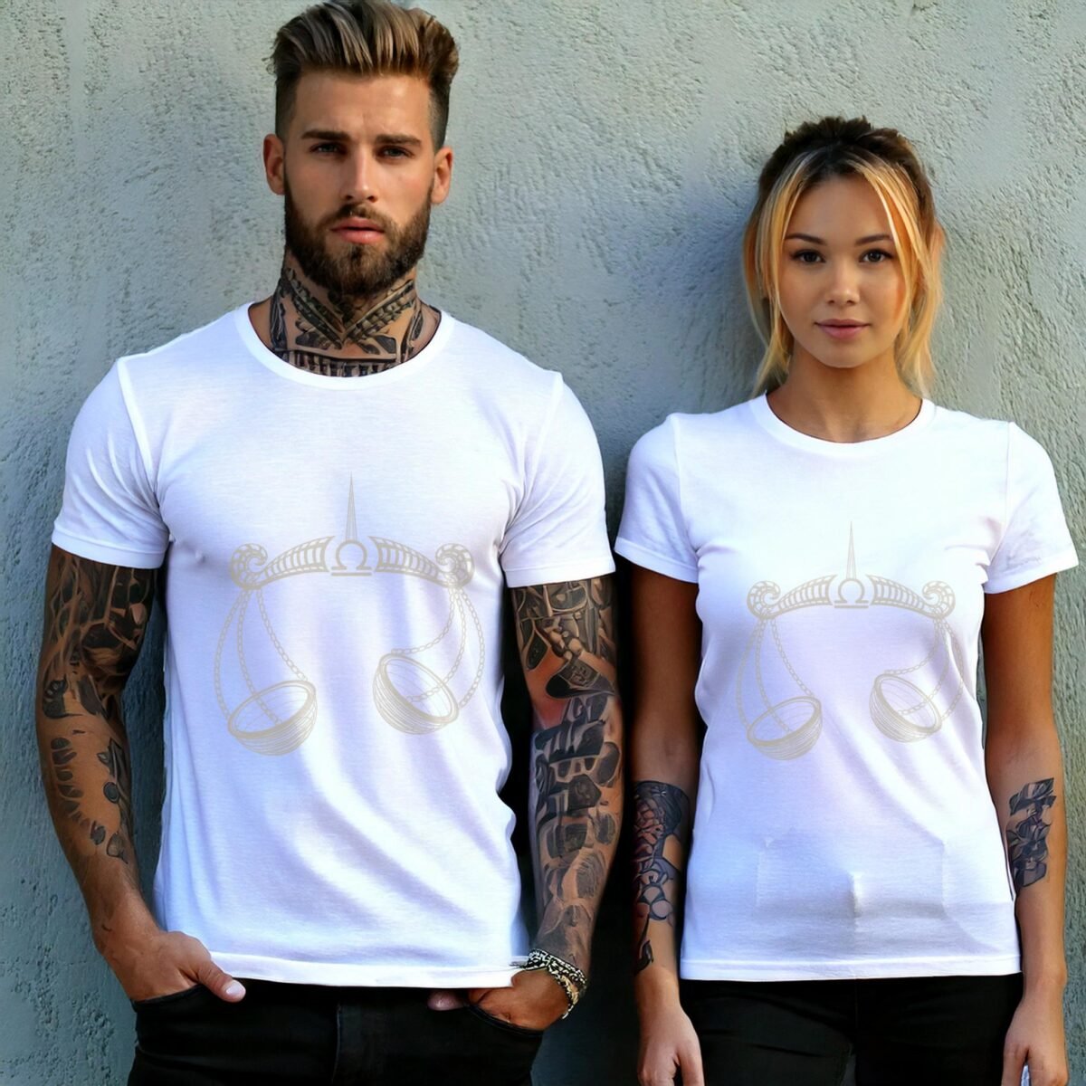 libra zodiac symbol delicate balance celestial dreamy scales t-shirt design, variation 9