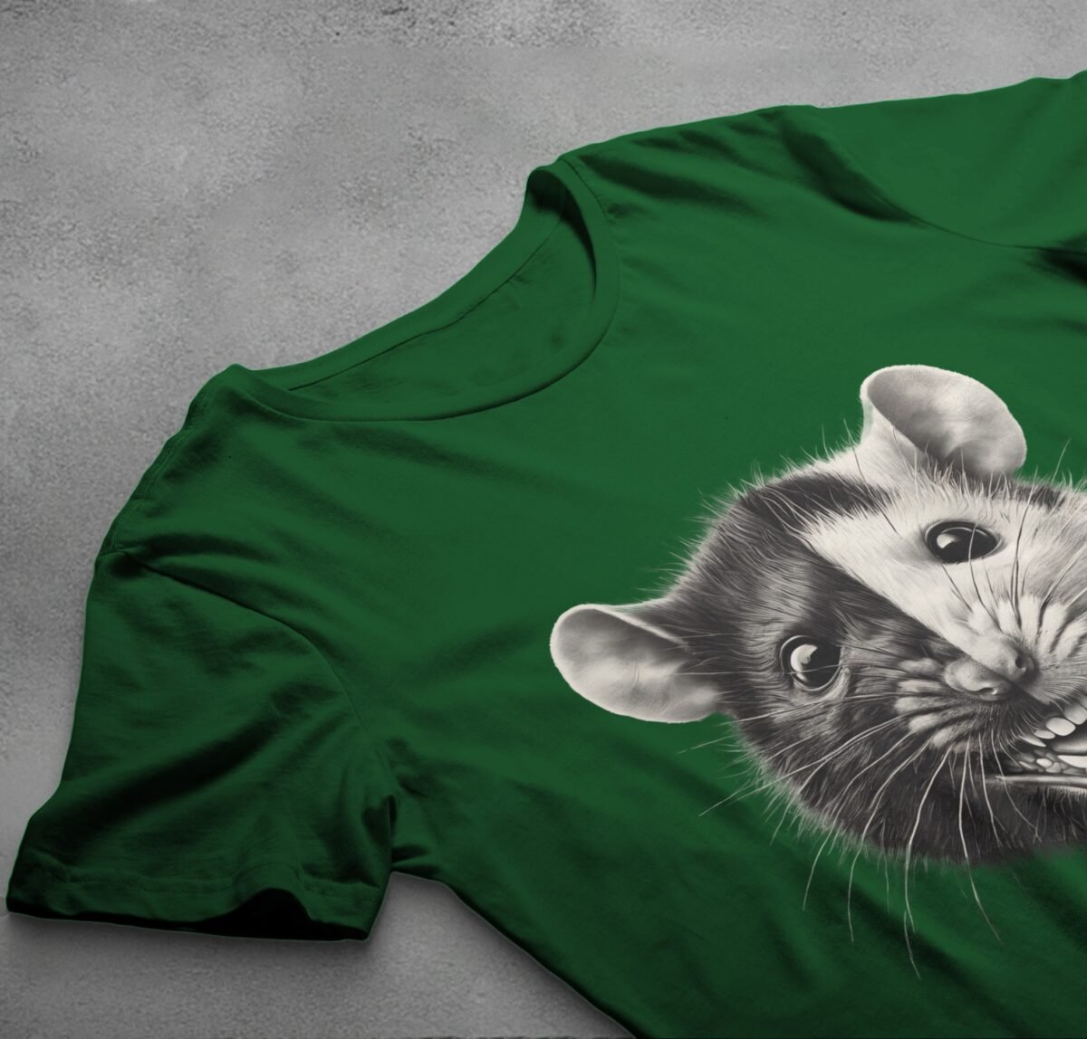 two faces joker rat black white art illustration t-shirt design, variation 6