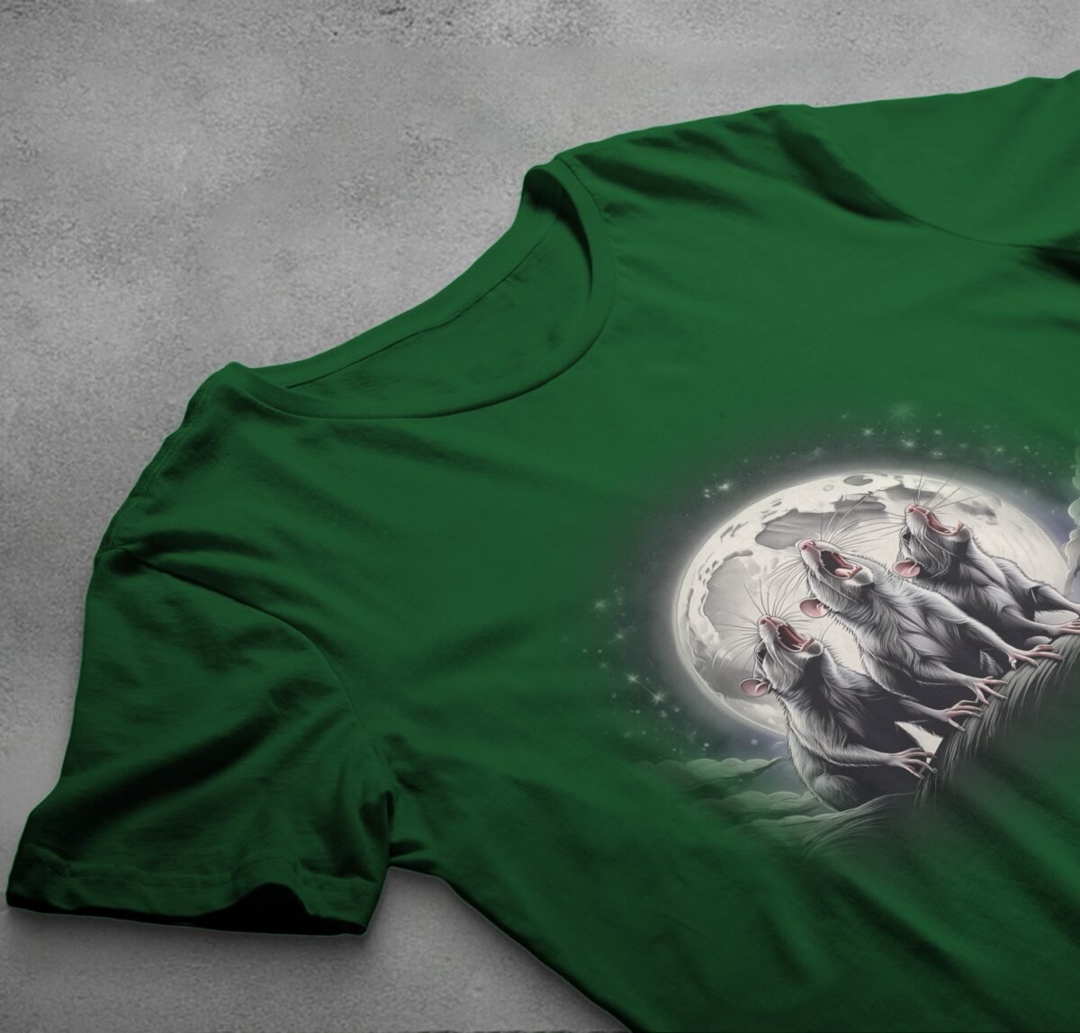 three moon rats howl together night sky t-shirt design, variation 6