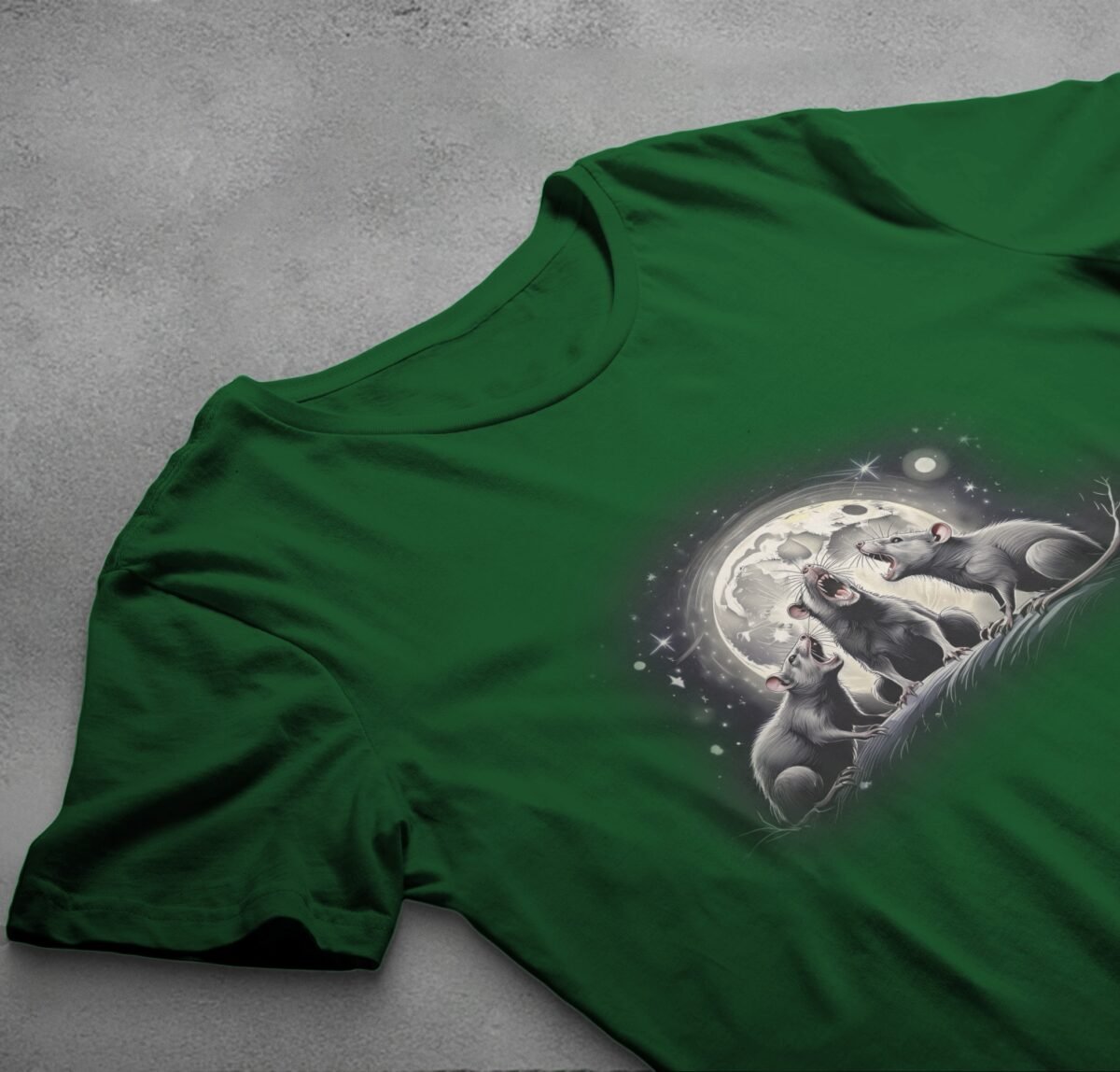 three night rats howl moonlit stars serene darkness t-shirt design, variation 6
