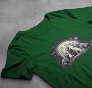 three night rats howl moonlit stars serene darkness t-shirt design, variation 6