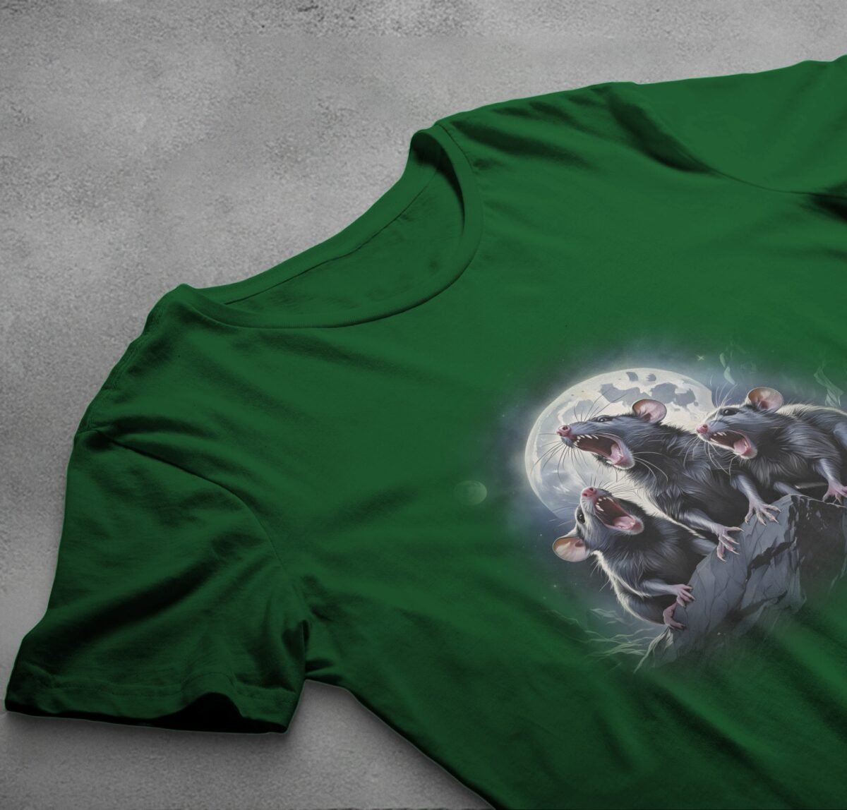 three moon howling rats starlight creepy cute t-shirt design, variation 6