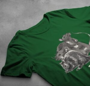 three wise rats silent shadows cute art t-shirt design, variation 6