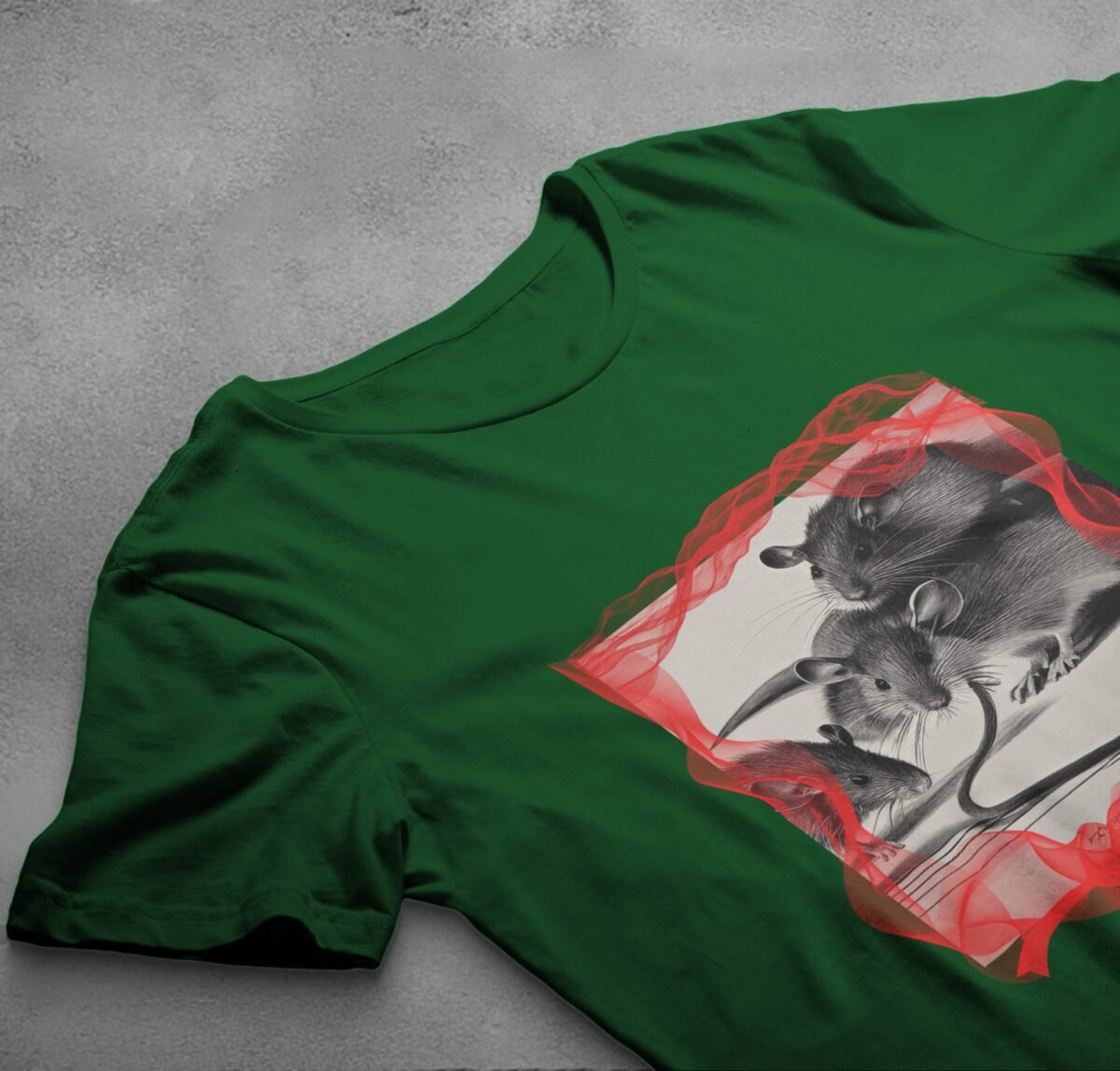 three shadowed rats together pale grey shirt design, variation 6