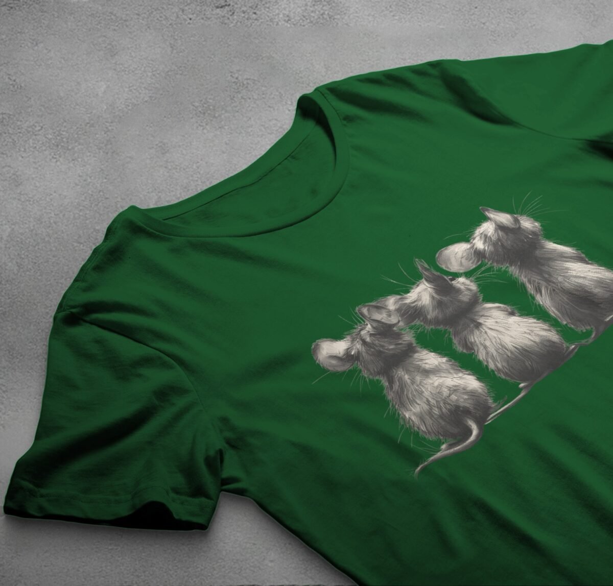 three little rats facing away creepy cute illustration t-shirt design, variation 6