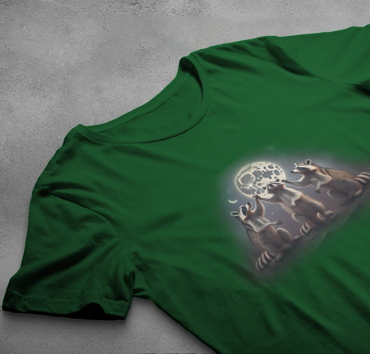 three raccoons singing moonlight animal t-shirt design, variation 6