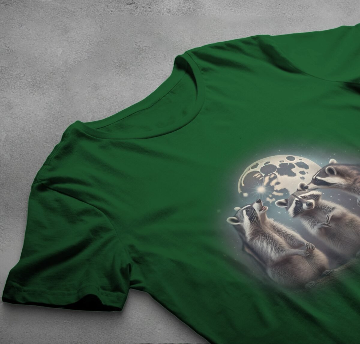 adorable little racoon family moonlight animal t-shirt design, variation 6