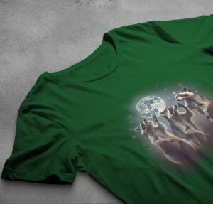 raccoon moonlight serenade magic stars animal t-shirt design, variation 6
