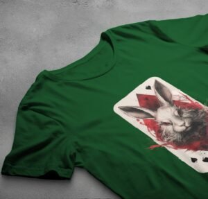 alice wonderland white rabbit card mystical gothic design t-shirt design, variation 6