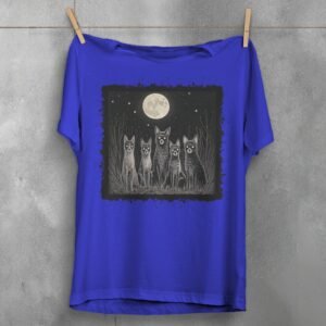 moonlit night spooky wolves pack creepy cute animals t-shirt design, variation 3