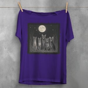 moonlit night spooky wolves pack creepy cute animals t-shirt design, variation 5