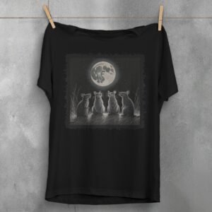 moonlit rat gathering enchanting nighttime scene gothic art t-shirt design, variation 1