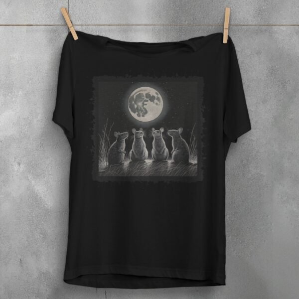 moonlit rat gathering enchanting nighttime scene gothic art t-shirt design, variation 1