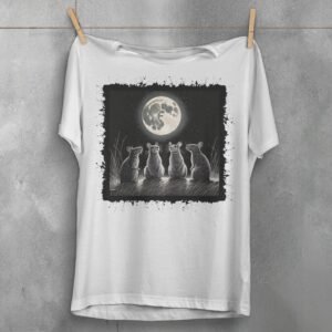 moonlit rat gathering enchanting nighttime scene gothic art t-shirt design, variation 2
