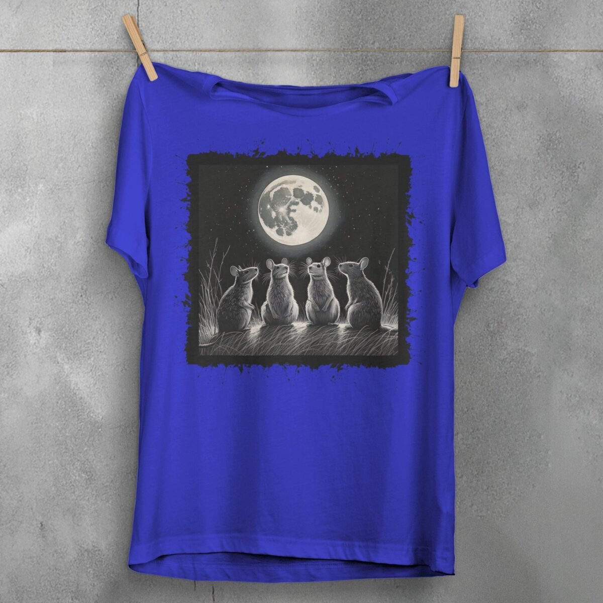 moonlit rat gathering enchanting nighttime scene gothic art t-shirt design, variation 3