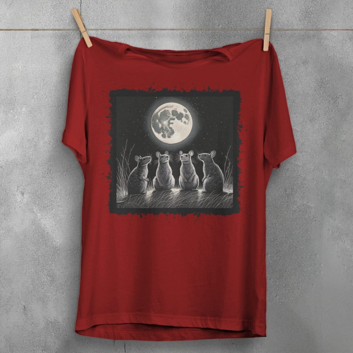 moonlit rat gathering enchanting nighttime scene gothic art t-shirt design, variation 4