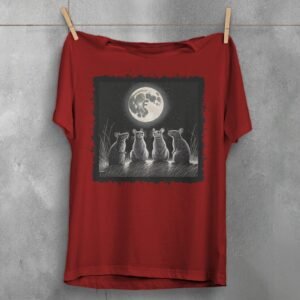 moonlit rat gathering enchanting nighttime scene gothic art t-shirt design, variation 4