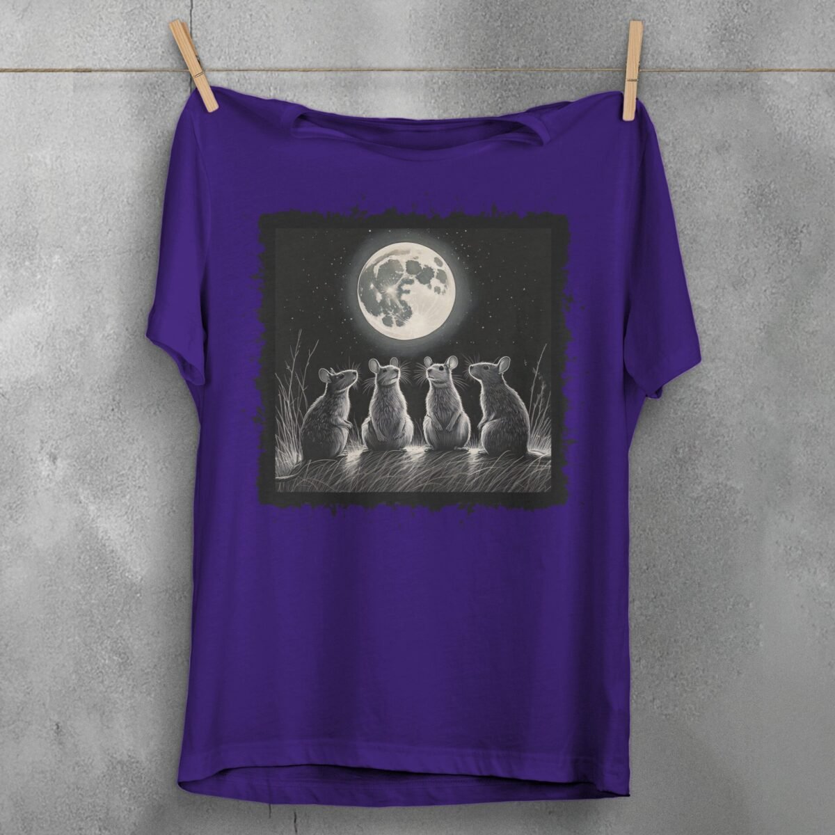 moonlit rat gathering enchanting nighttime scene gothic art t-shirt design, variation 5