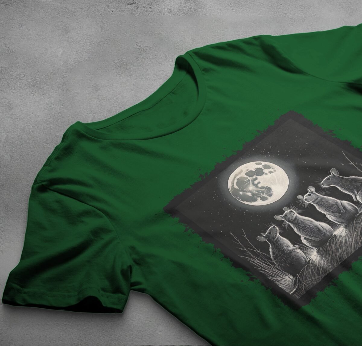 moonlit rat gathering enchanting nighttime scene gothic art t-shirt design, variation 6