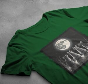 moonlit rat gathering enchanting nighttime scene gothic art t-shirt design, variation 6