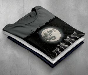 moonlit rat gathering enchanting nighttime scene gothic art t-shirt design, variation 7