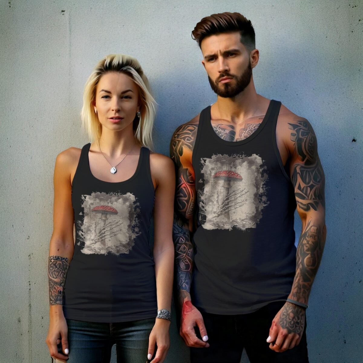 Mushroom and Hand from the Afterlife Gothic Dream Tank Top - 9