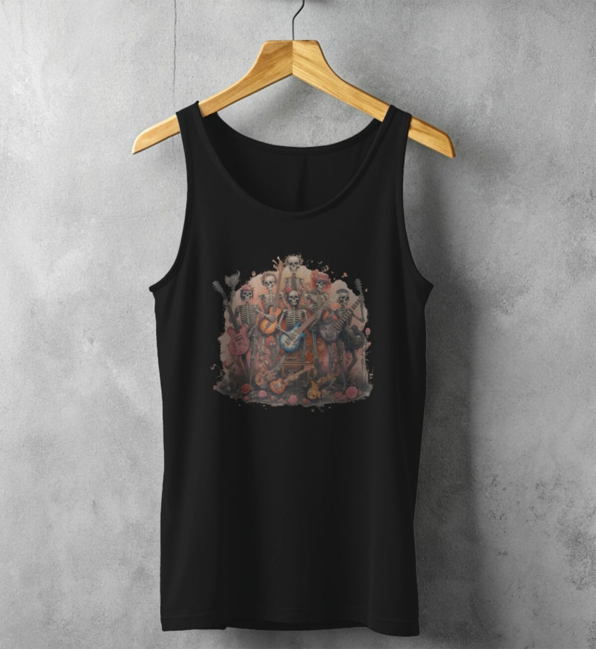 musical skeletons ensemble band bloom roses tank design, variation 1