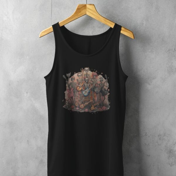 musical skeletons ensemble band bloom roses tank design, variation 1