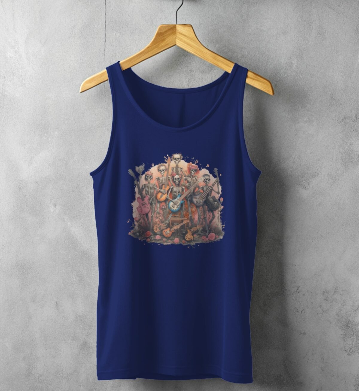 musical skeletons ensemble band bloom roses tank design, variation 2