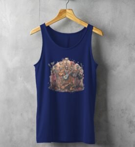 musical skeletons ensemble band bloom roses tank design, variation 2