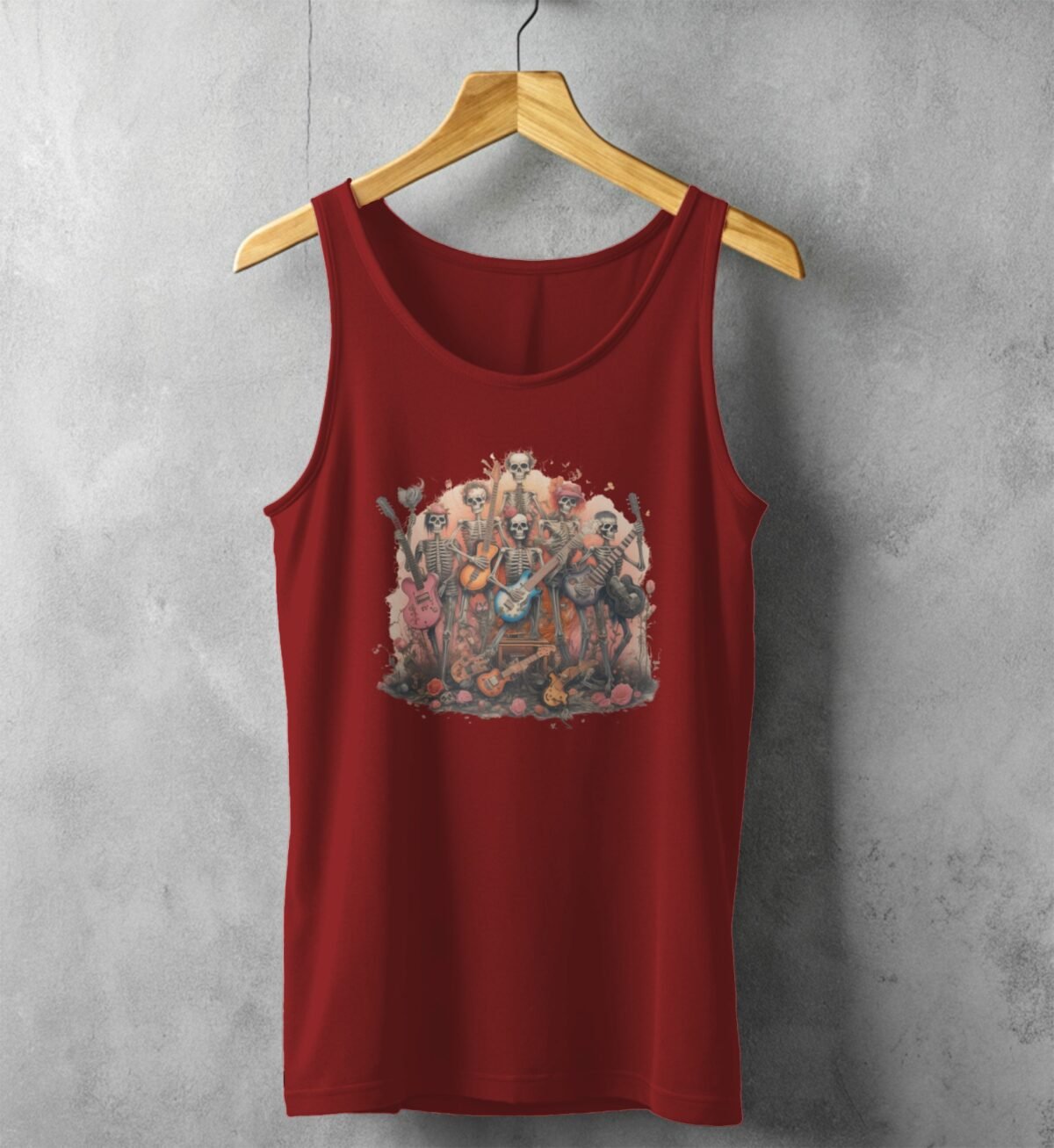 musical skeletons ensemble band bloom roses tank design, variation 3