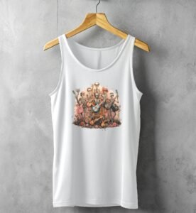 musical skeletons ensemble band bloom roses tank design, variation 4