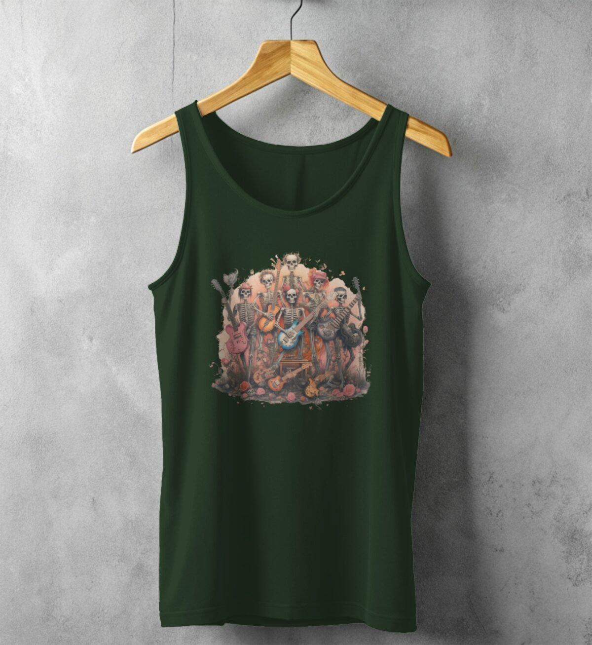 musical skeletons ensemble band bloom roses tank design, variation 5