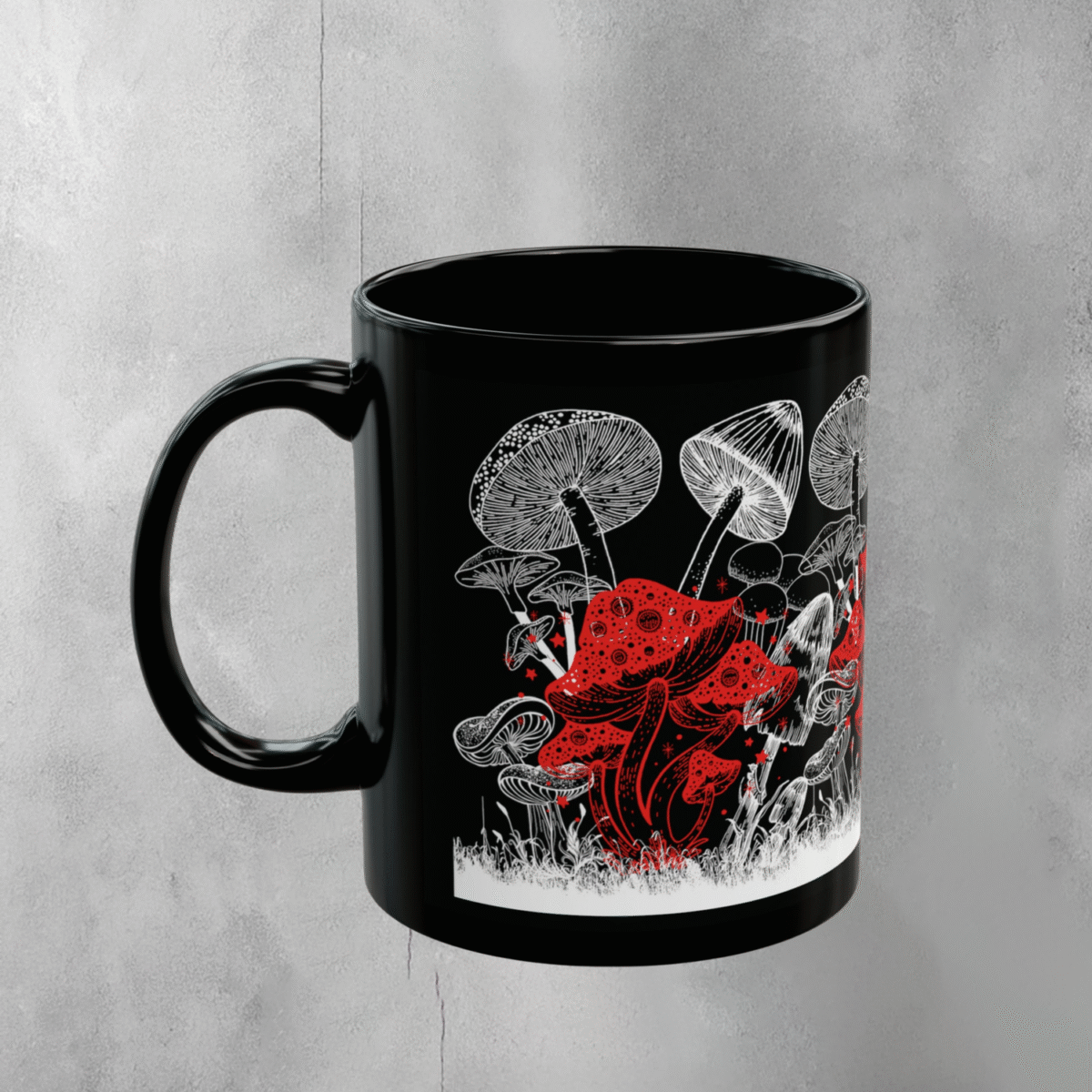 Mysterious forest mushrooms shrooms magic fantasy vibe cool design mug - 1