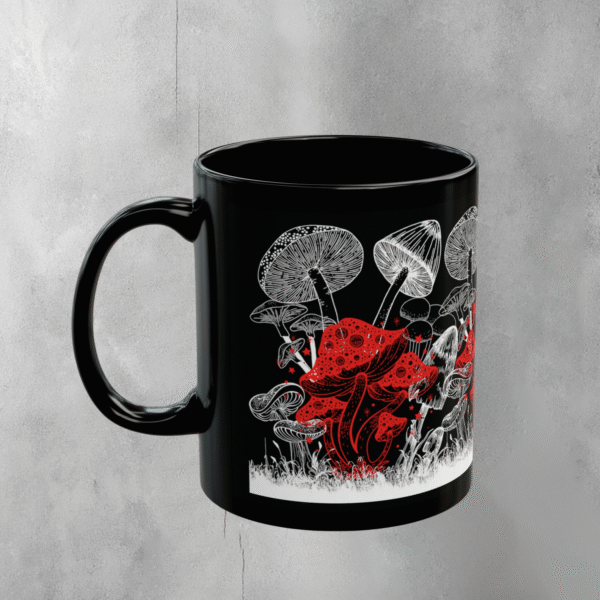 Mysterious forest mushrooms shrooms magic fantasy vibe cool design mug - 1